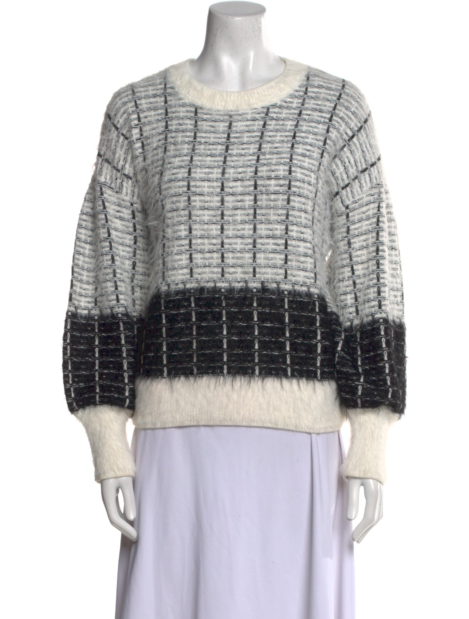 Lagerfeld Plaid Print Crew Neck Sweater