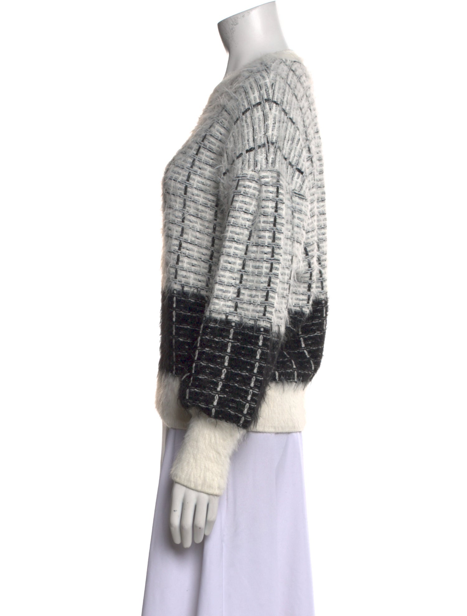 Lagerfeld Plaid Print Crew Neck Sweater