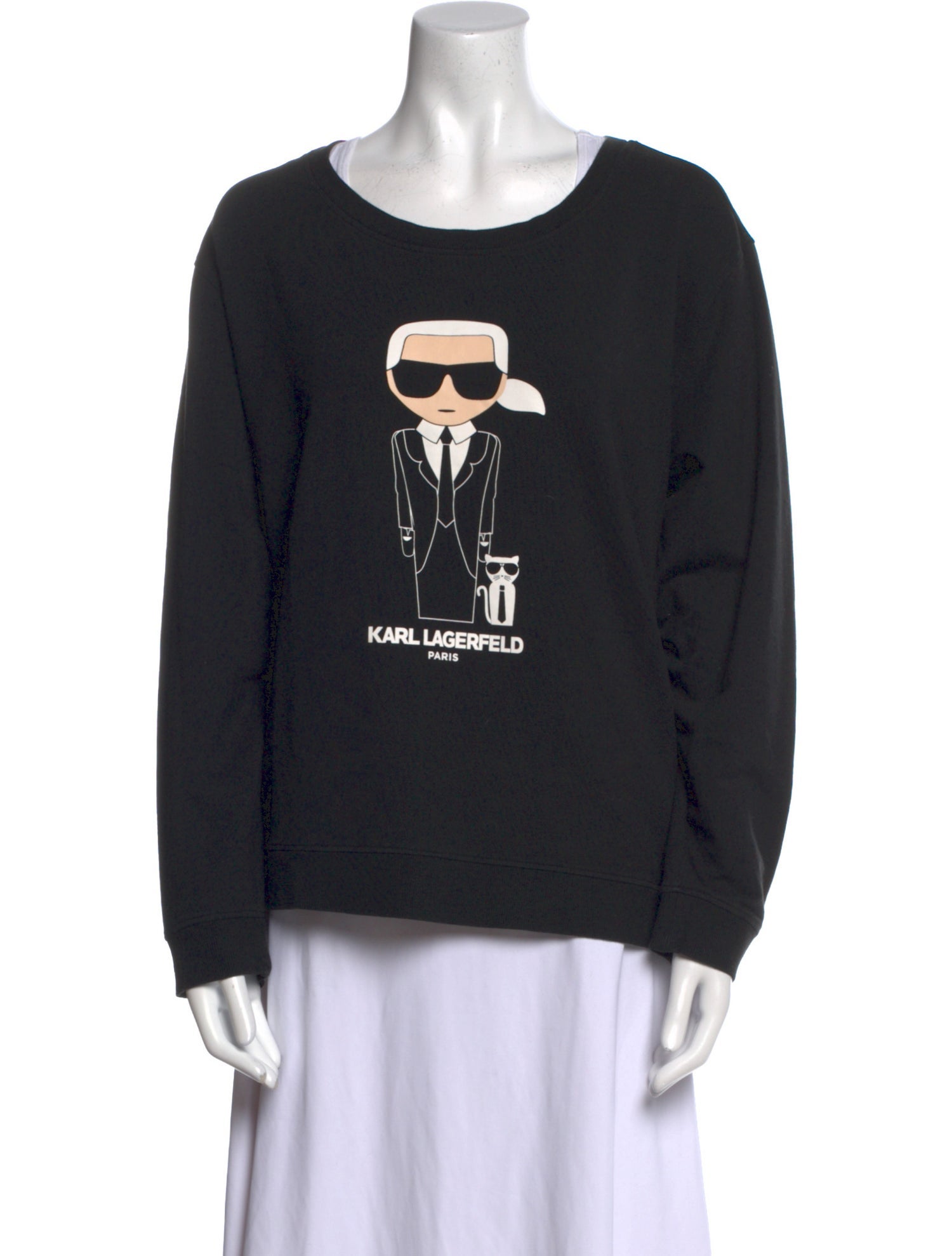 Lagerfeld Graphic Print Scoop Neck Sweater