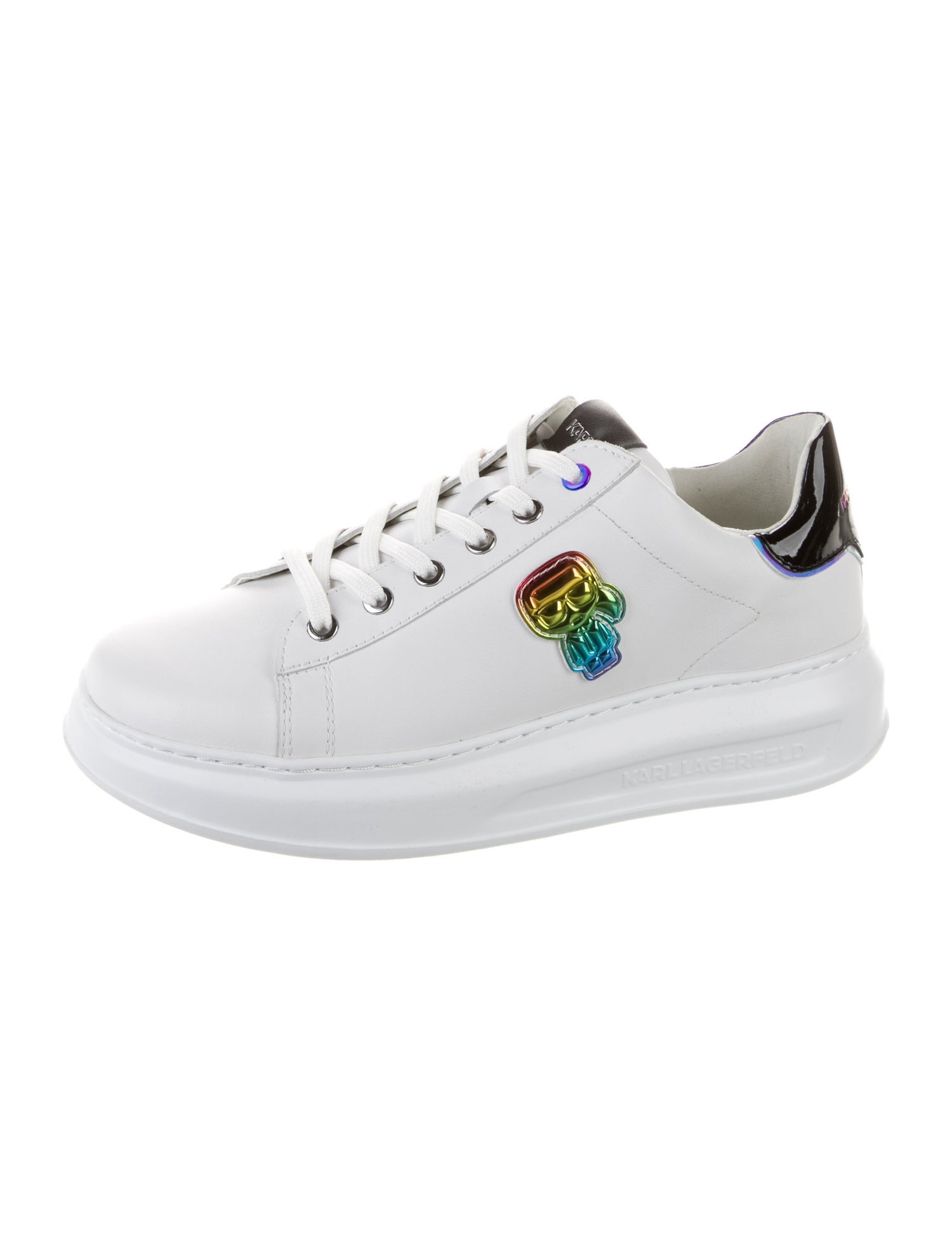 Lagerfeld Leather Embroidered Accent Sneakers