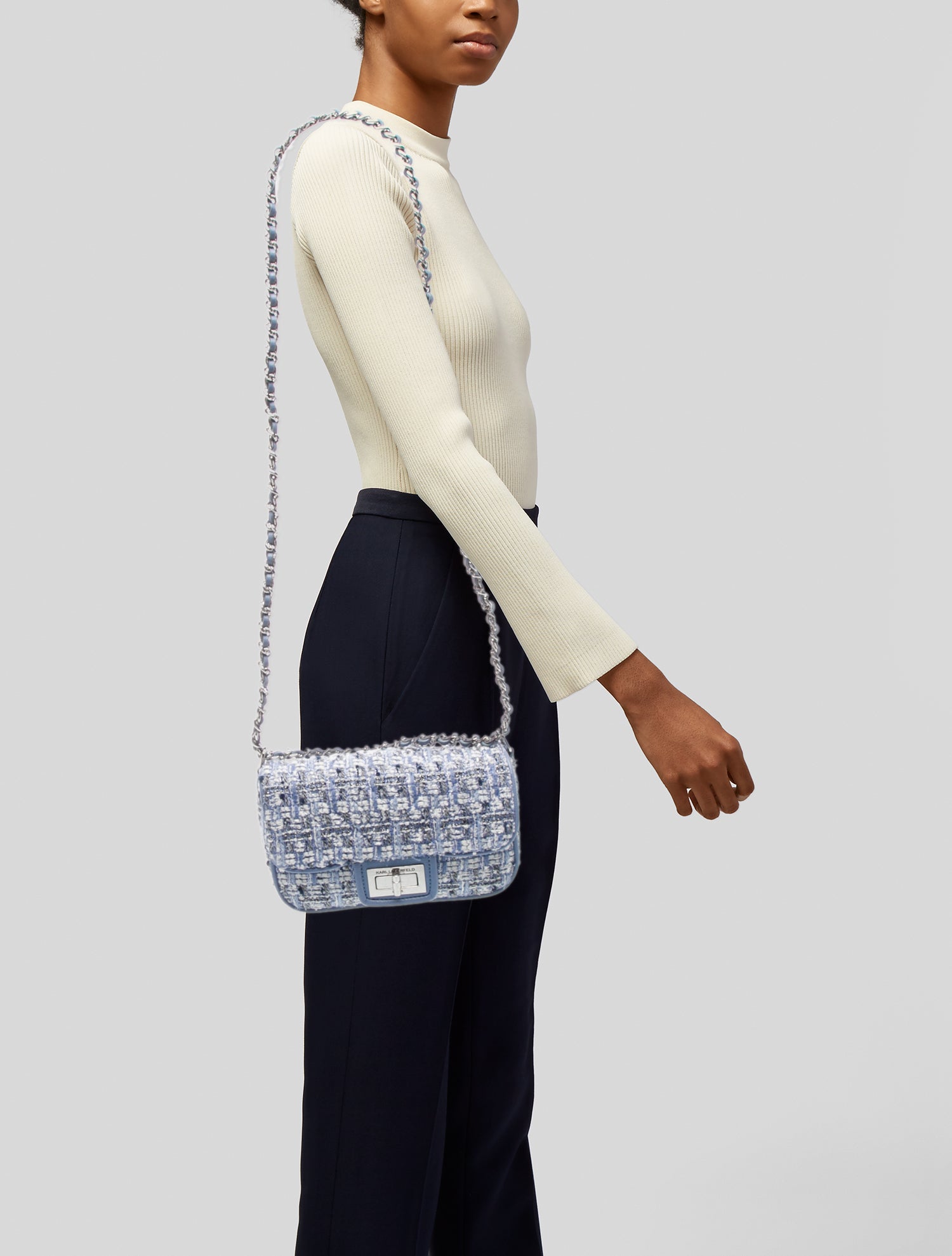 Lagerfeld Tweed Shoulder Bag