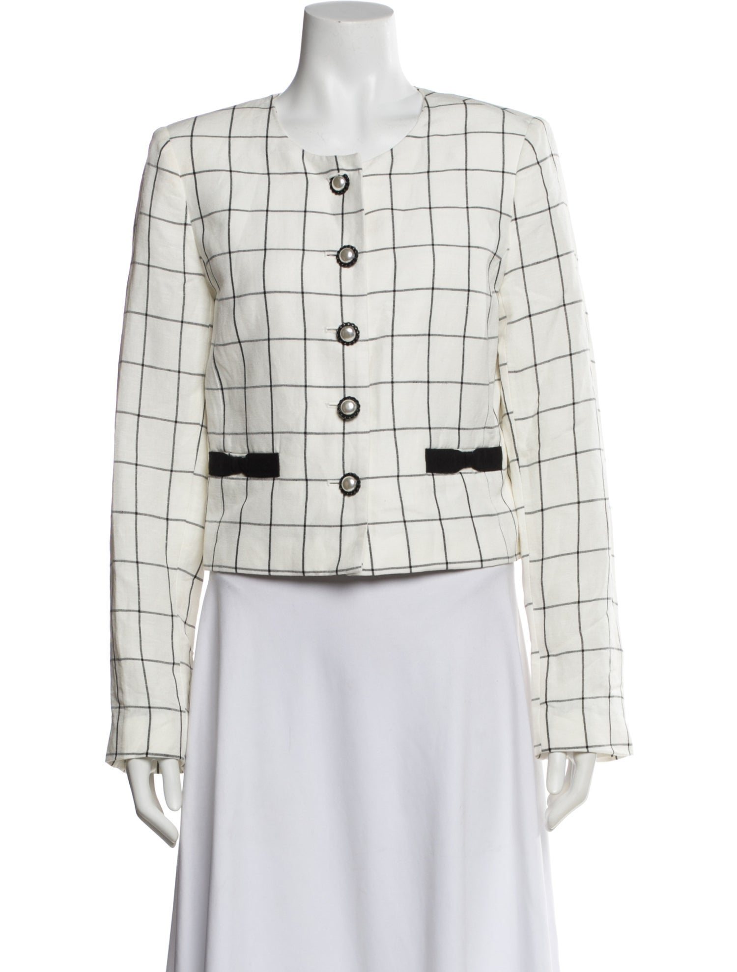 Karl Lagerfeld Linen Plaid Print Jacket