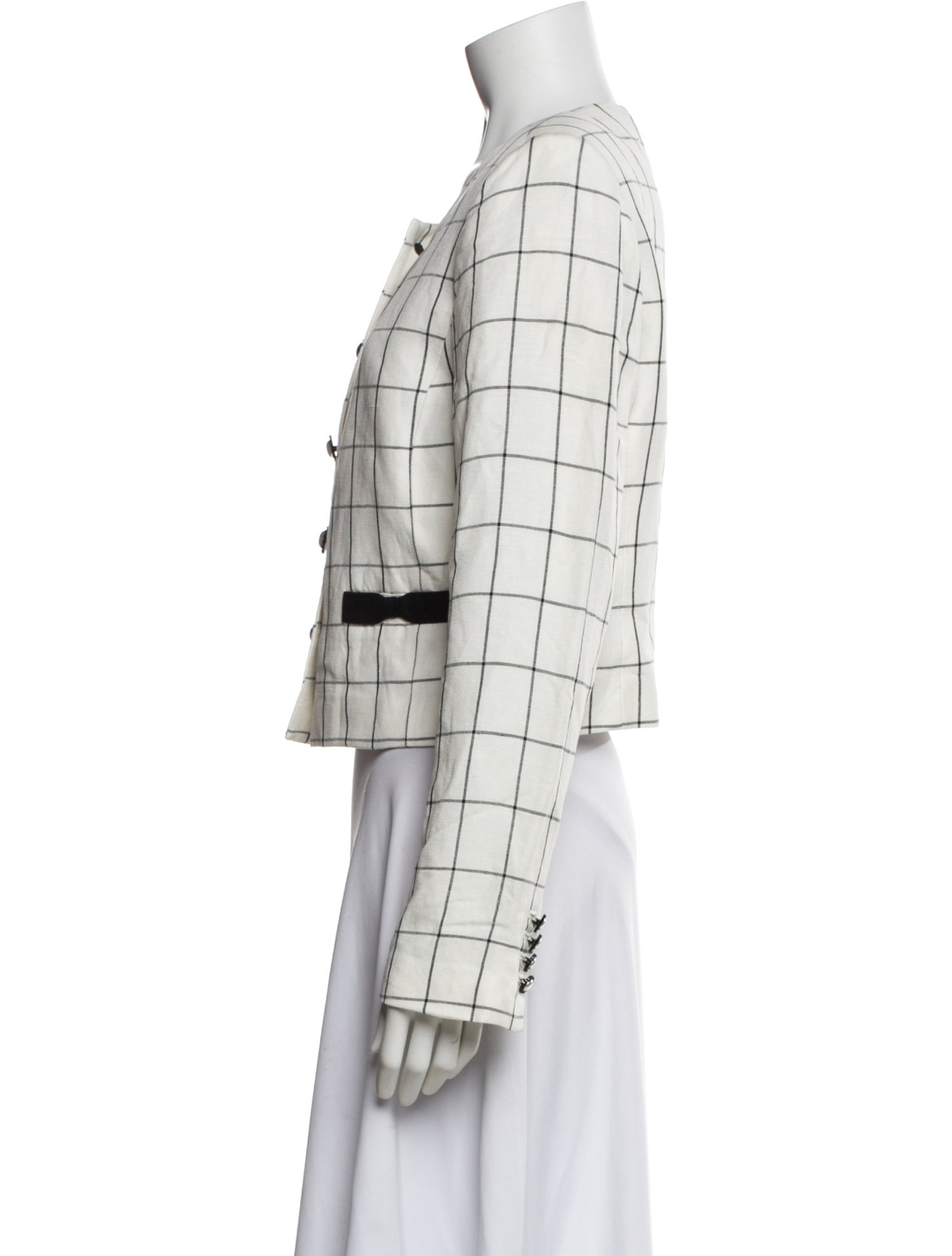 Karl Lagerfeld Linen Plaid Print Jacket
