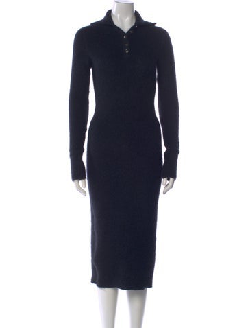 Pre-owned Lagerfeld Wool Midi Length Dress In Blue