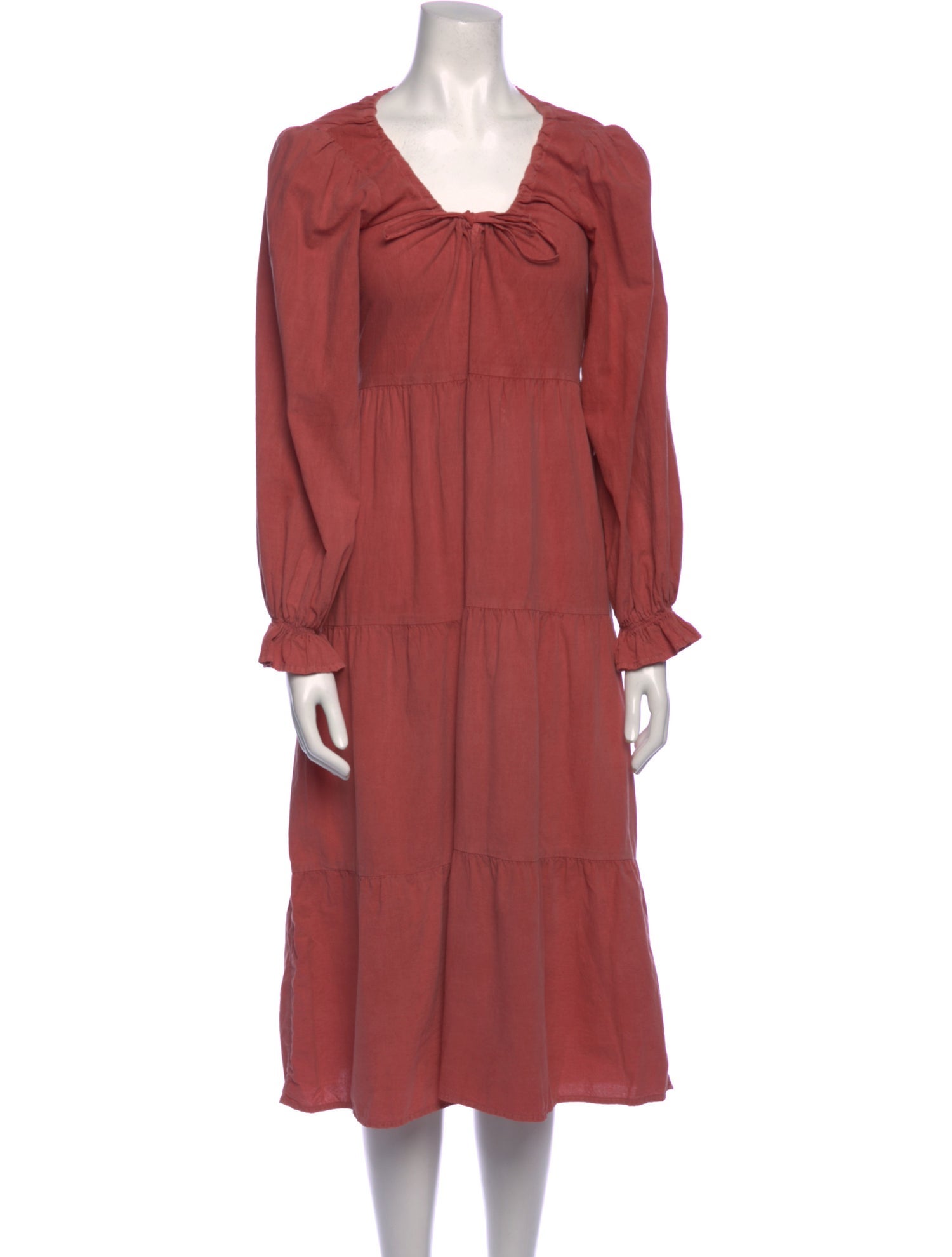 LACAUSA Square Neckline Midi Length Dress