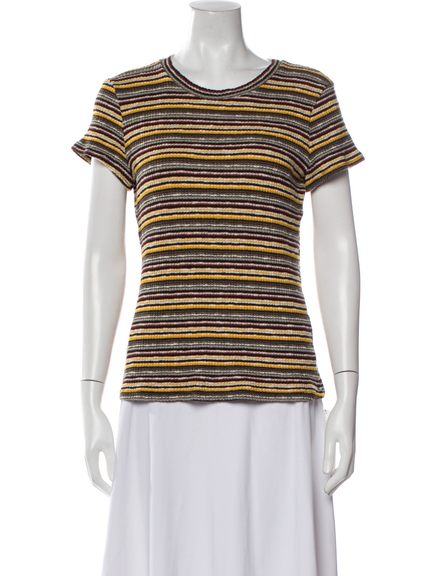 LACAUSA Striped Scoop Neck T-Shirt
