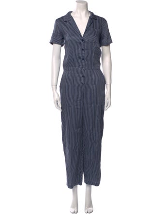 LACAUSA Striped V-Neck Jumpsuit