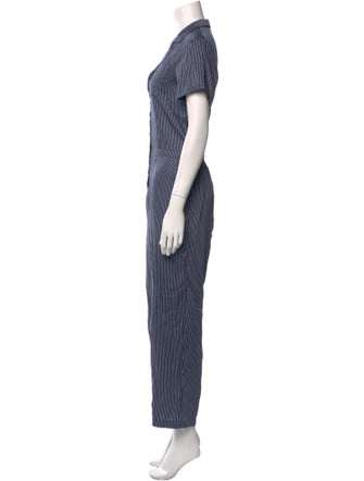 LACAUSA Striped V-Neck Jumpsuit
