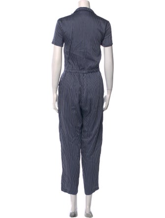 LACAUSA Striped V-Neck Jumpsuit
