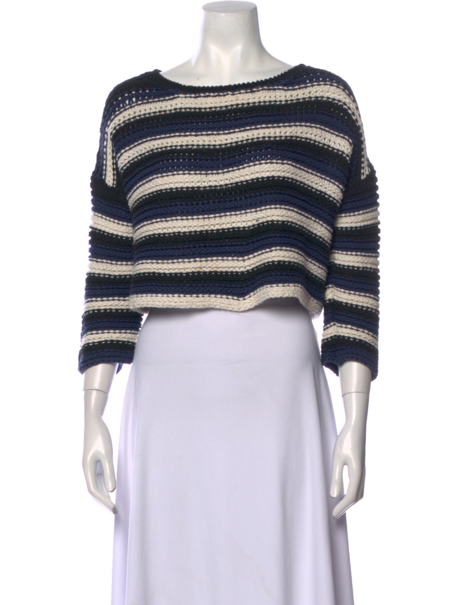 LACAUSA Striped Scoop Neck Sweater