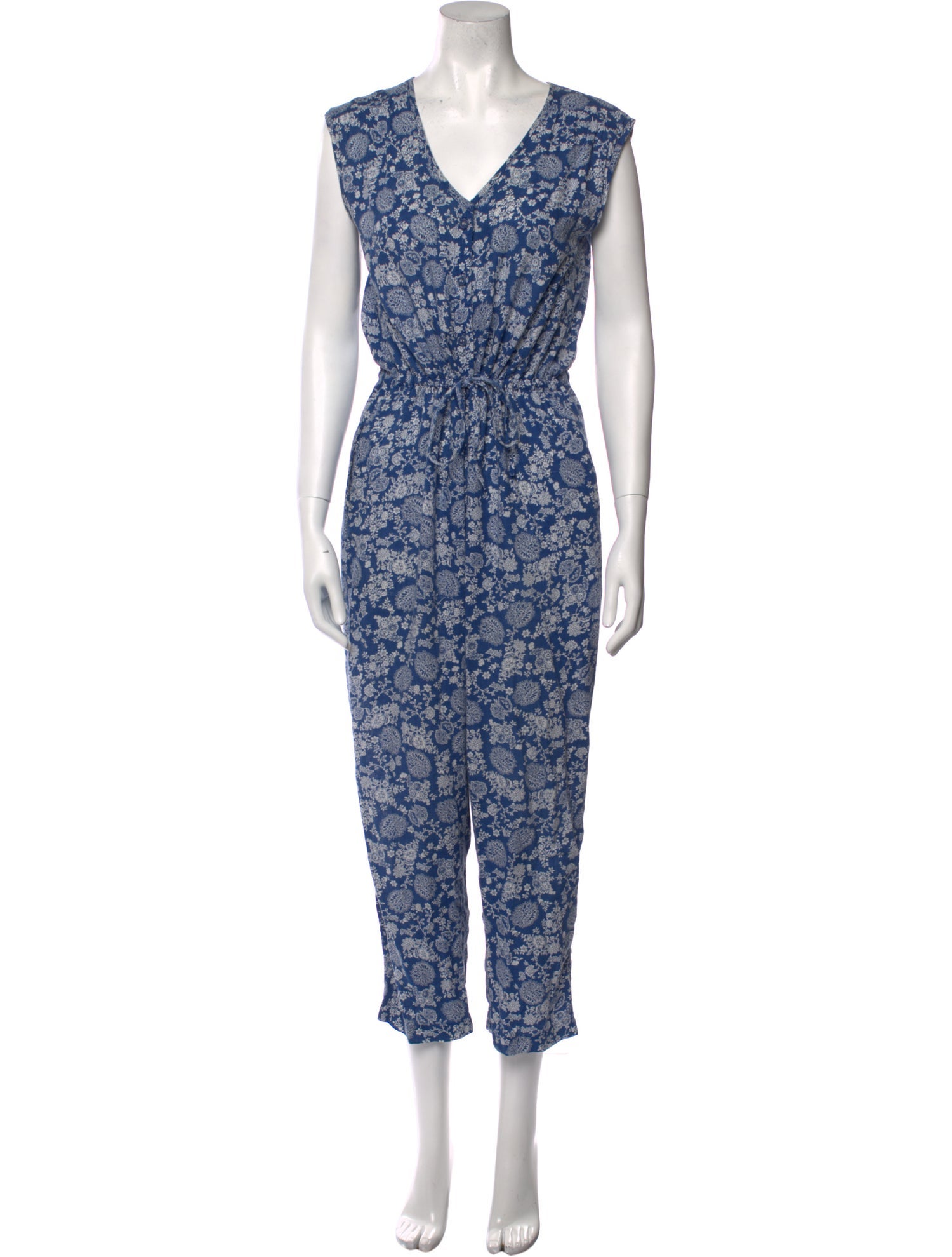 LACAUSA Floral Print V-Neck Jumpsuit