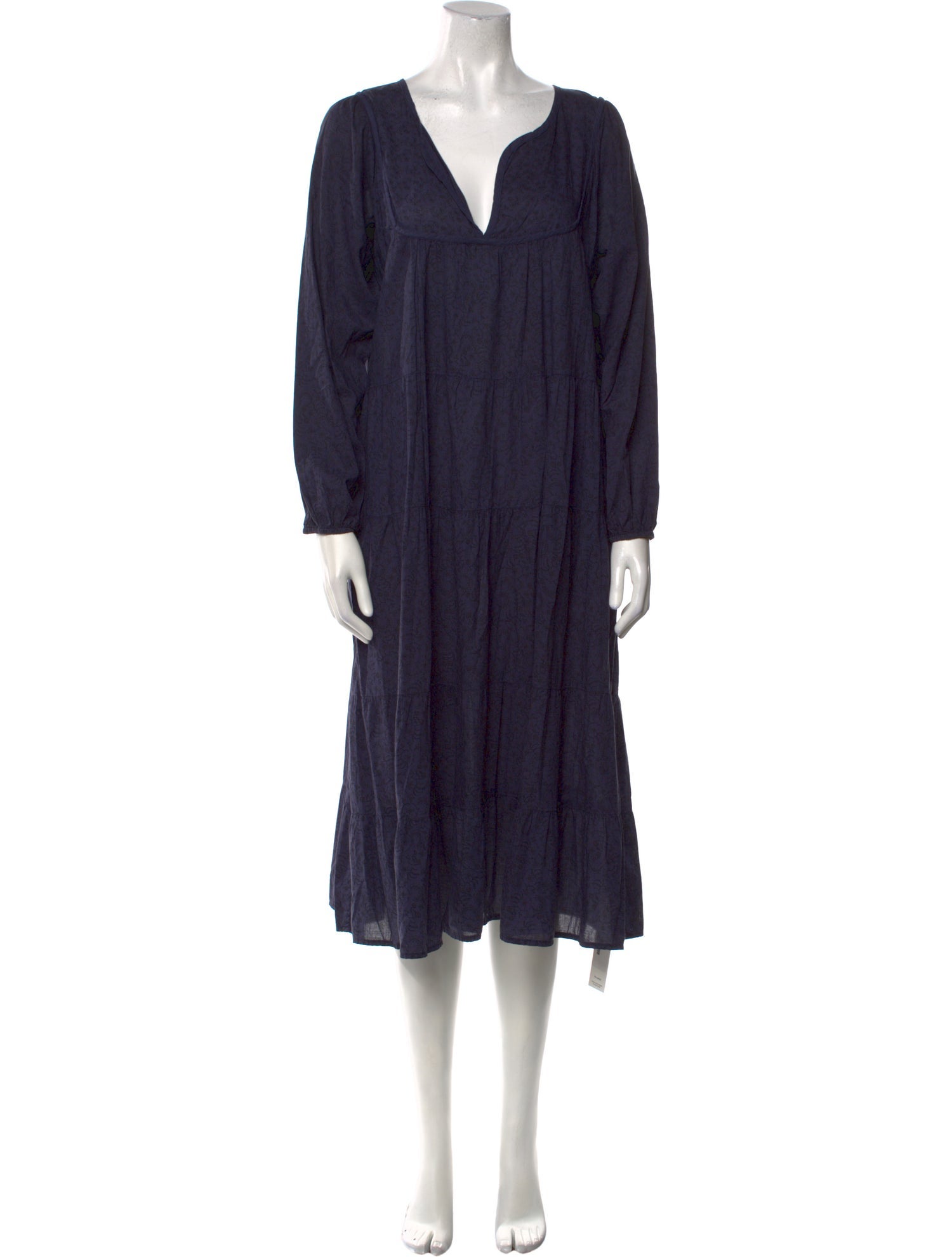 LACAUSA V-Neck Midi Length Dress