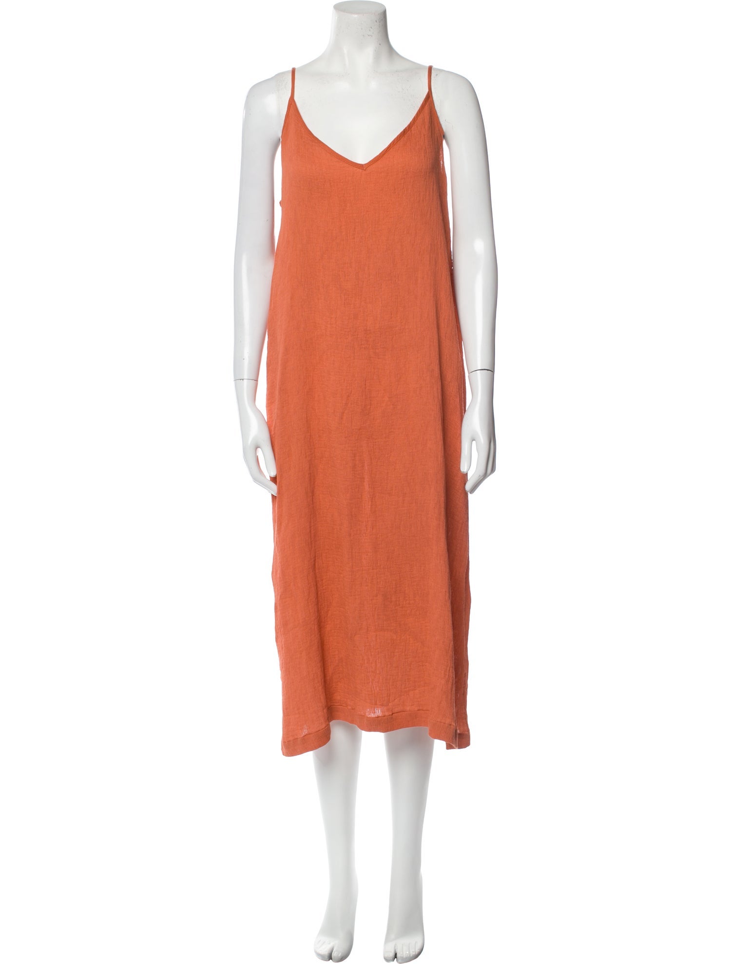 LACAUSA V-Neck Midi Length Dress