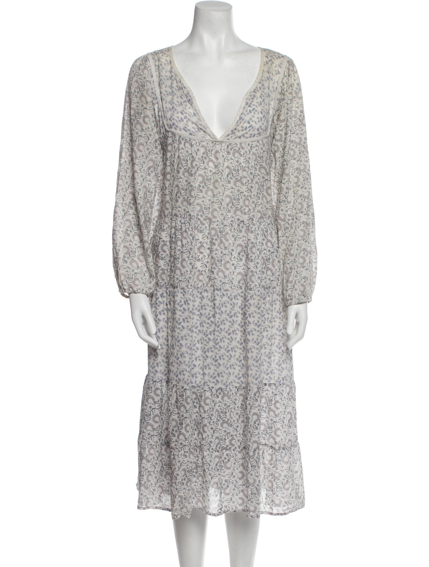 LACAUSA Floral Print Midi Length Dress