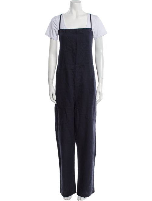 LACAUSA Linen Square Neckline Jumpsuit