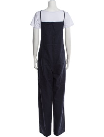 LACAUSA Linen Square Neckline Jumpsuit