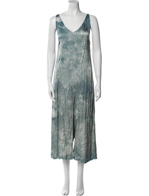 LACAUSA Tie-Dye Print V-Neck Jumpsuit