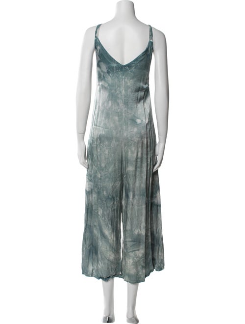 LACAUSA Tie-Dye Print V-Neck Jumpsuit
