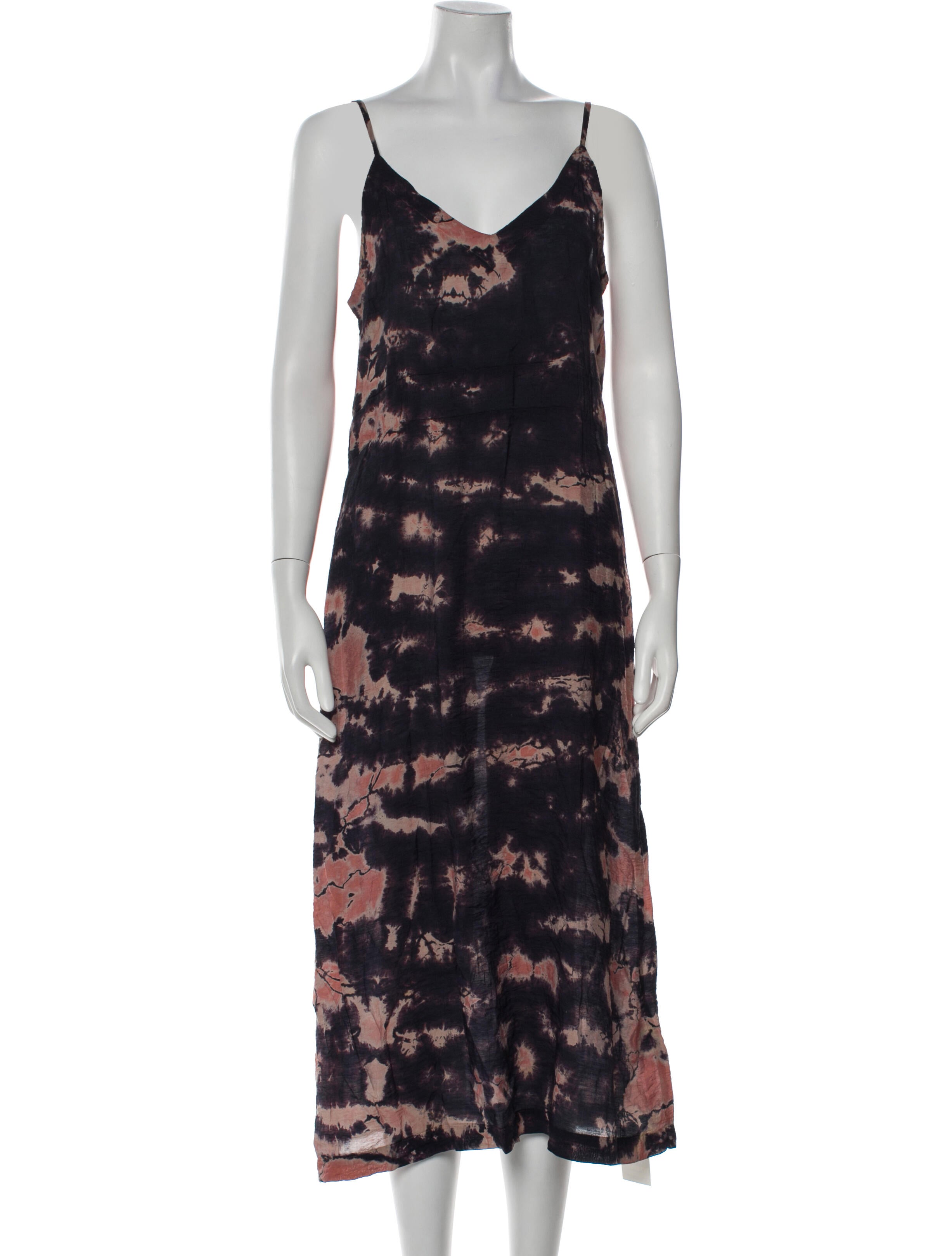 LACAUSA Tie-Dye Print Long Dress