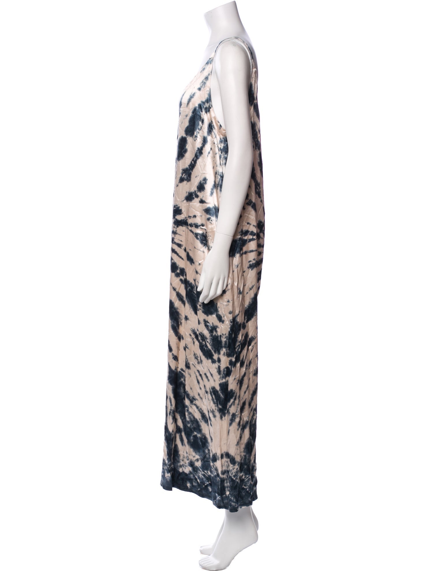 LACAUSA Tie-Dye Print Plunge Neckline Jumpsuit