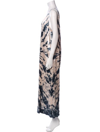 LACAUSA Tie-Dye Print Plunge Neckline Jumpsuit
