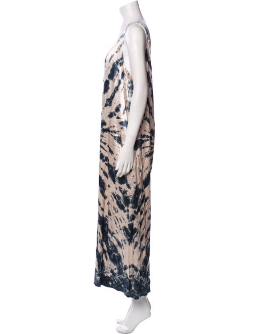 LACAUSA Tie-Dye Print Plunge Neckline Jumpsuit