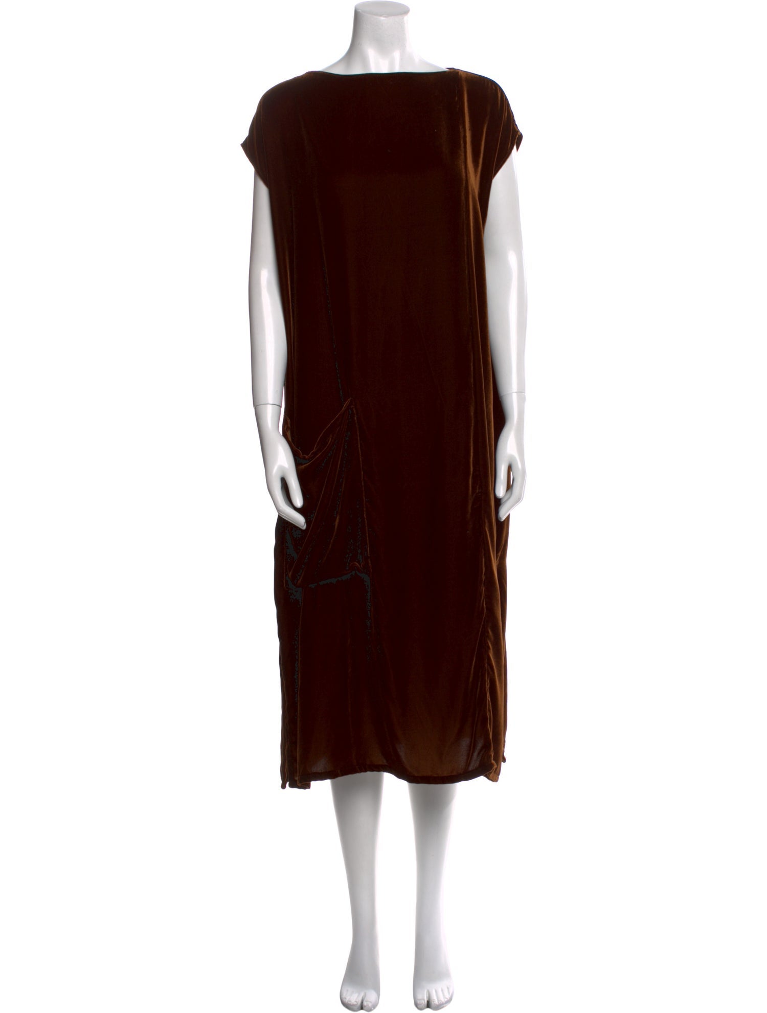 LACAUSA Bateau Neckline Midi Length Dress