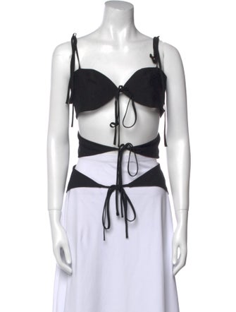 Lado Bokuchava Square Neckline Sleeveless Crop Top