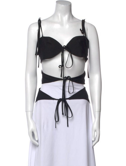 Lado Bokuchava Square Neckline Sleeveless Crop Top