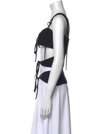 Lado Bokuchava Square Neckline Sleeveless Crop Top