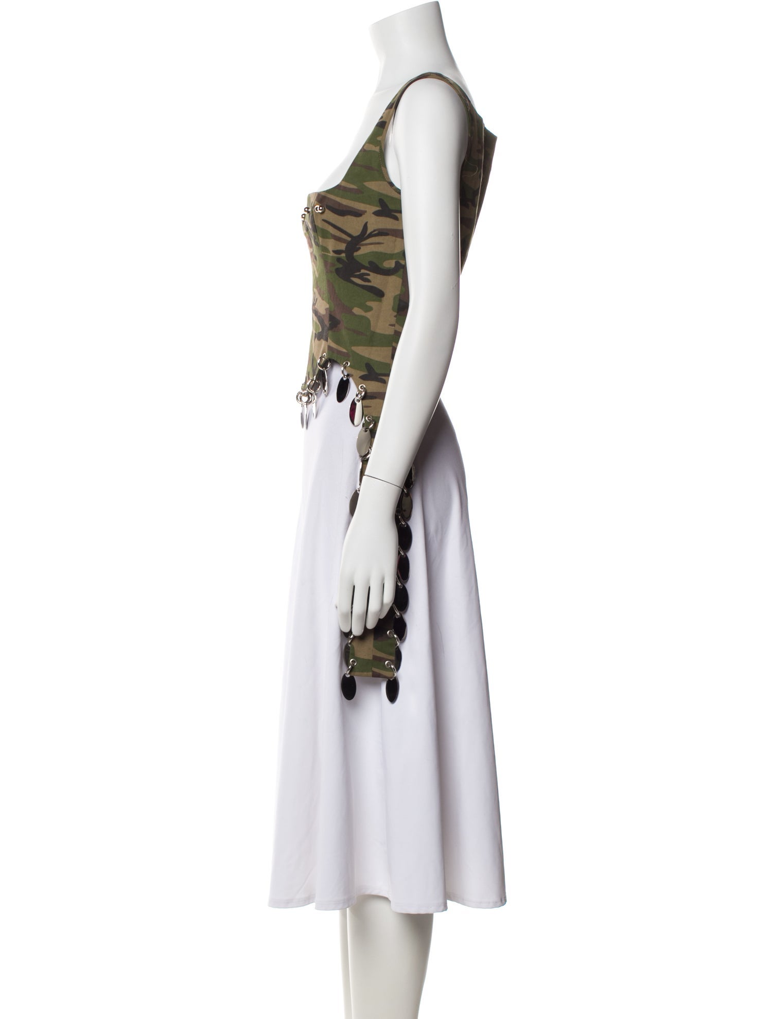 Lado Bokuchava Camouflage Print Square Neckline Crop Top