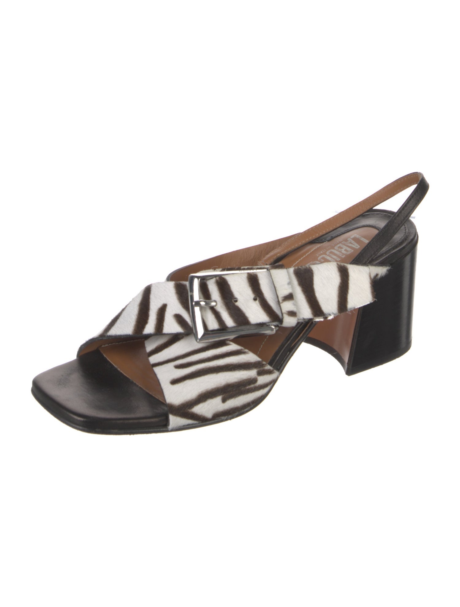 Labucq Ponyhair Animal Print Slingback Sandals