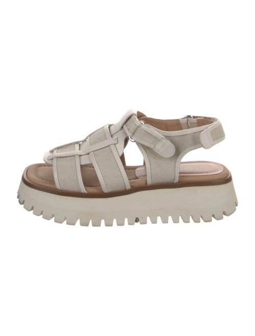 Labucq Canvas Leather Trim Embellishment Sandals