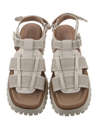 Labucq Canvas Leather Trim Embellishment Sandals