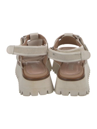 Labucq Canvas Leather Trim Embellishment Sandals