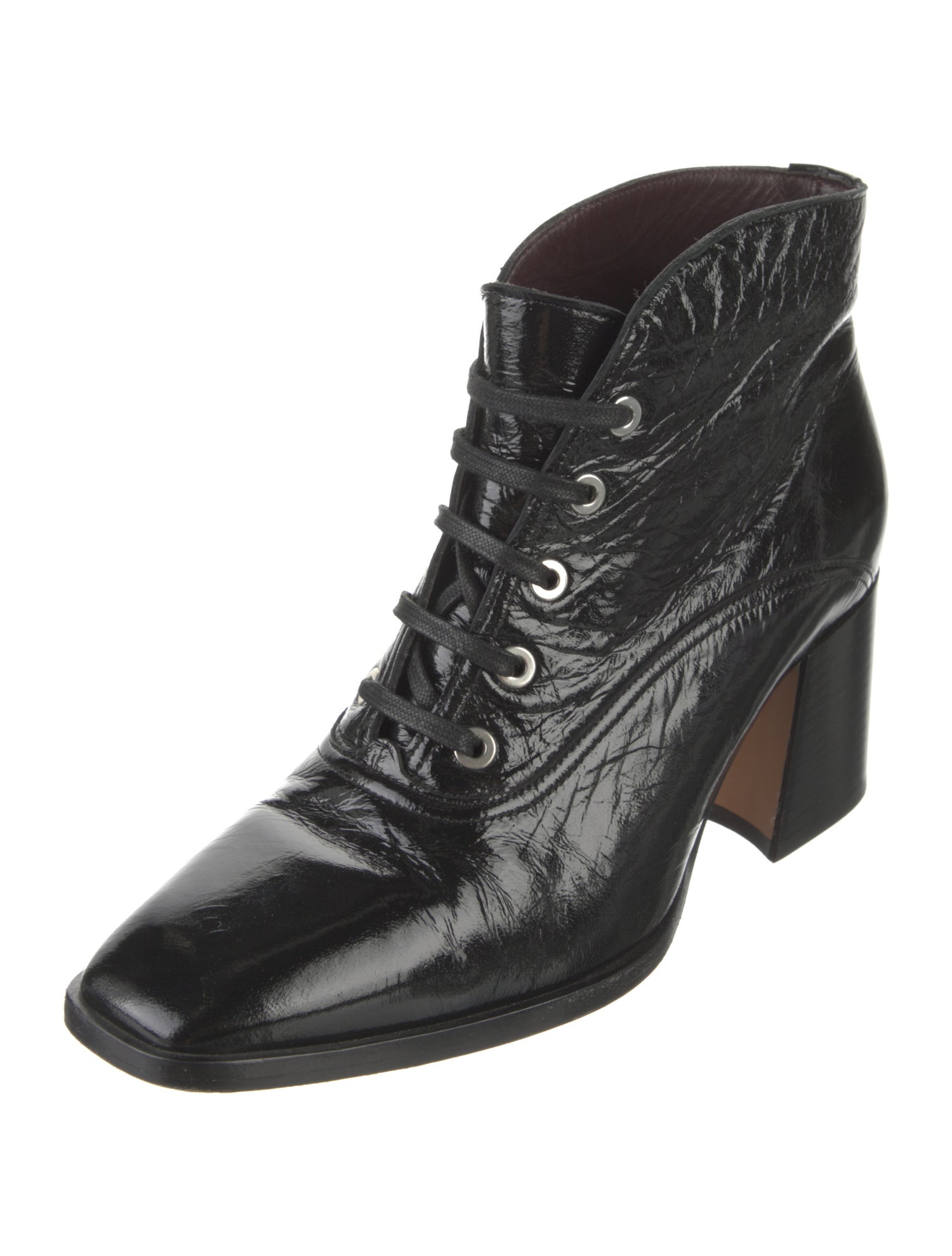 Labucq Patent Leather Lace-Up Boots