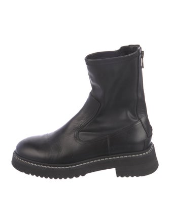 Labucq Embossed Leather Embroidered Accent Combat Boots