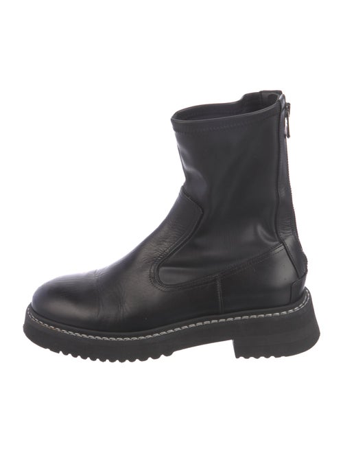 Labucq Embossed Leather Embroidered Accent Combat Boots