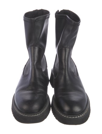 Labucq Embossed Leather Embroidered Accent Combat Boots