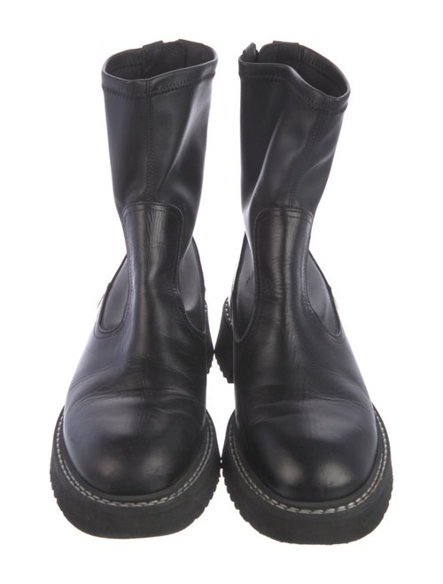 Labucq Embossed Leather Embroidered Accent Combat Boots