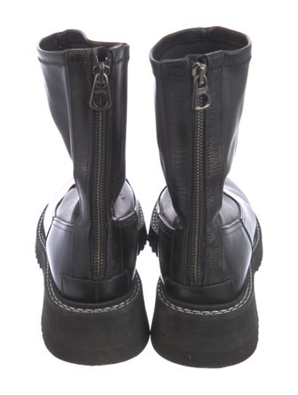 Labucq Embossed Leather Embroidered Accent Combat Boots