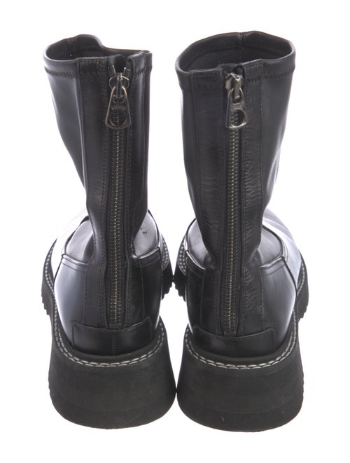 Labucq Embossed Leather Embroidered Accent Combat Boots