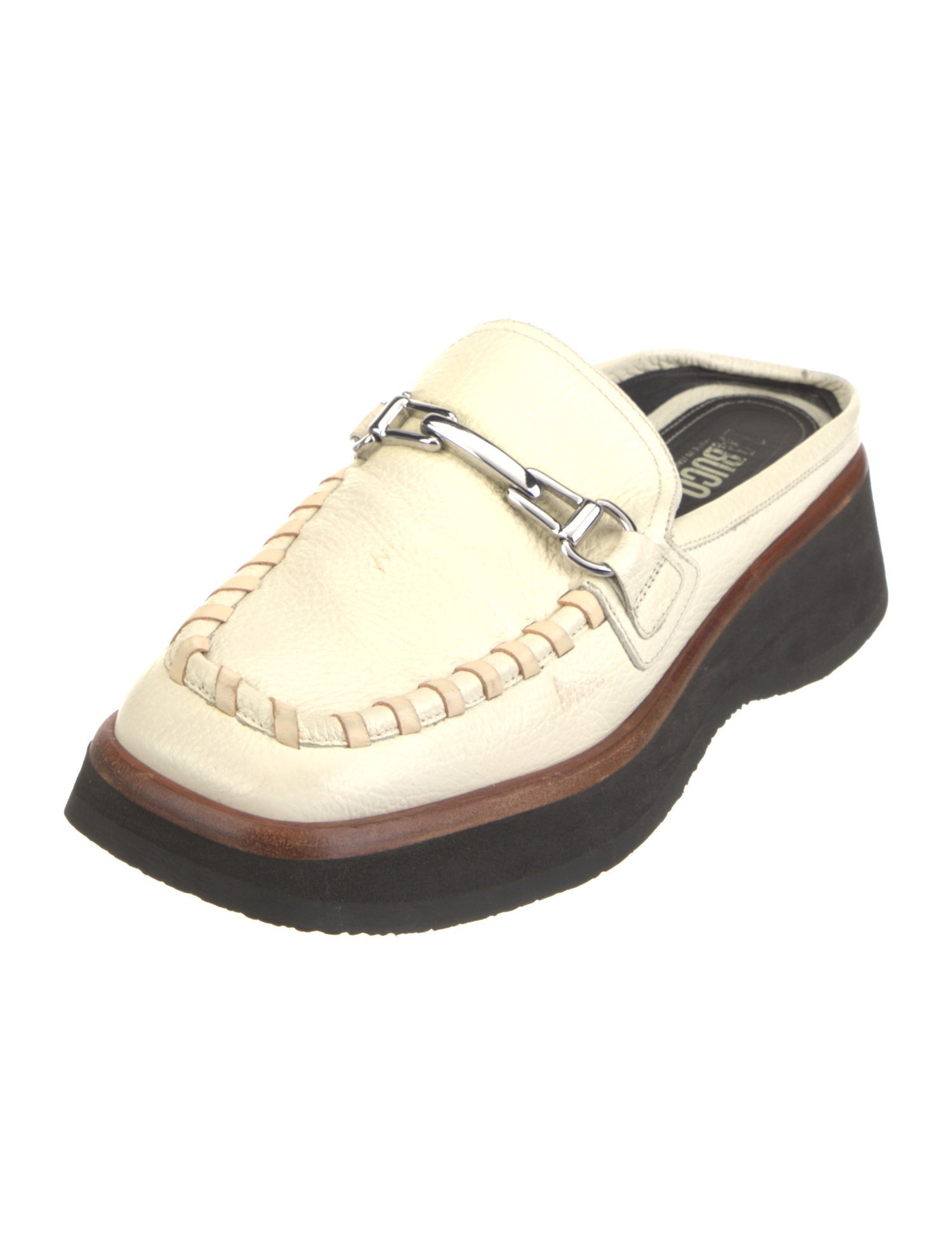 Labucq Leather Whipstitch Trim Mules