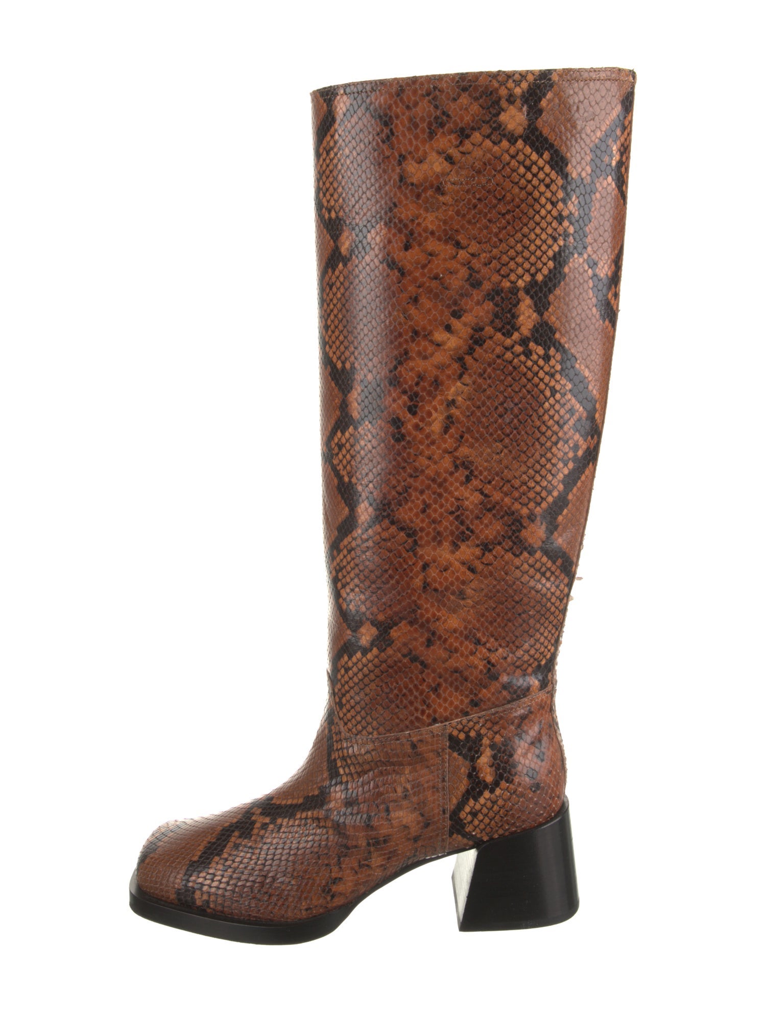 Labucq Embossed Leather Animal Print Riding Boots