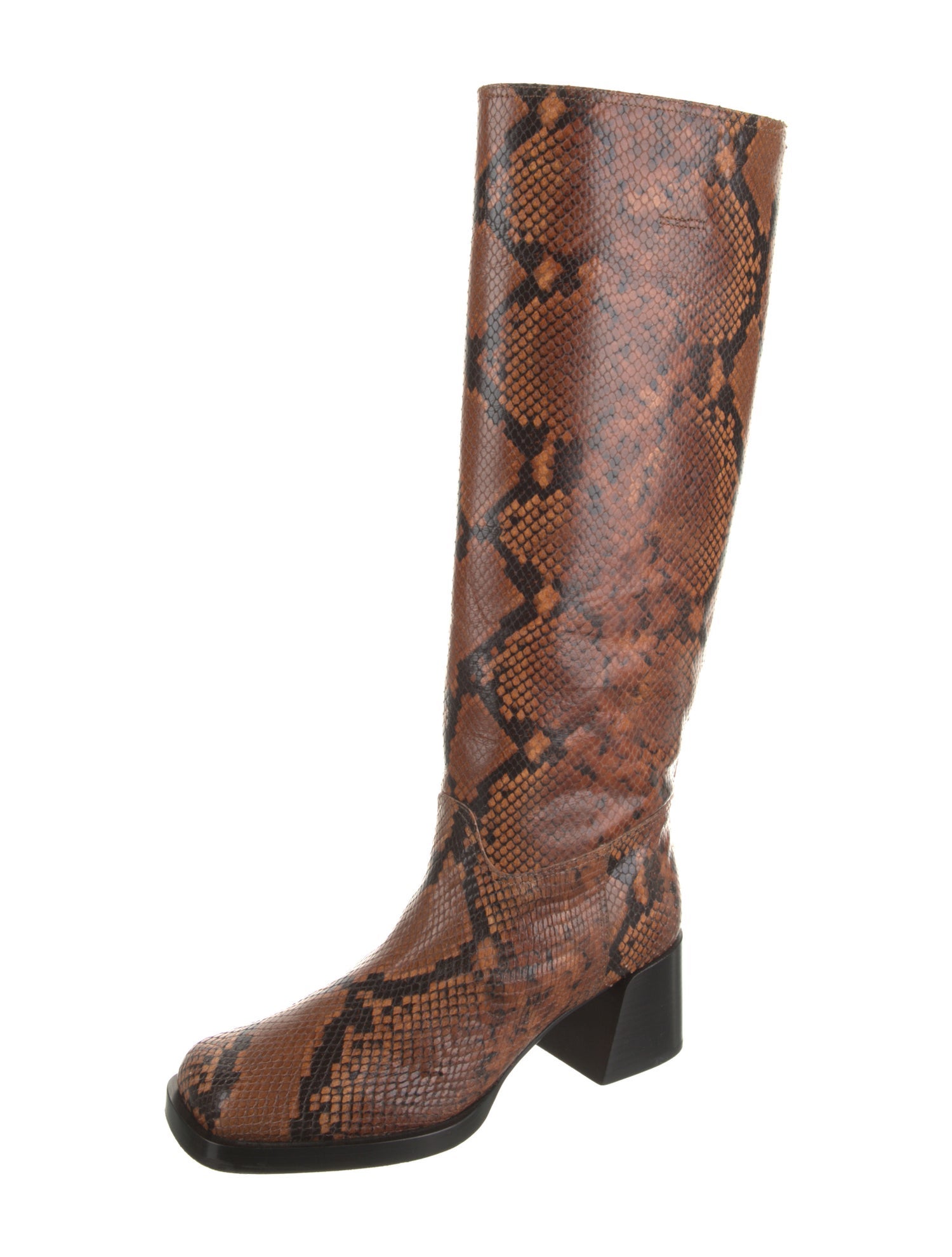 Labucq Embossed Leather Animal Print Riding Boots