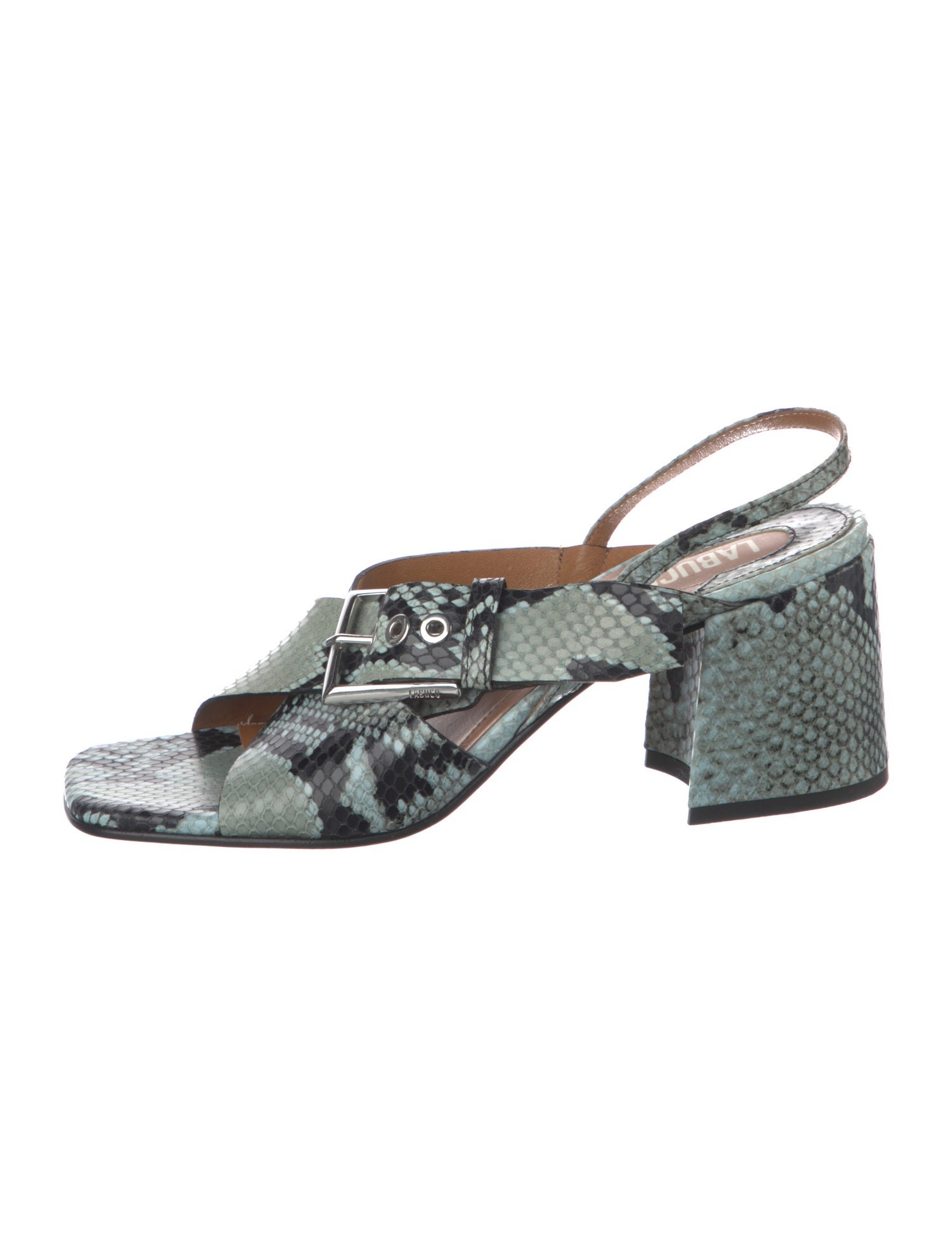 Labucq Embossed Leather Animal Print Slingback Sandals