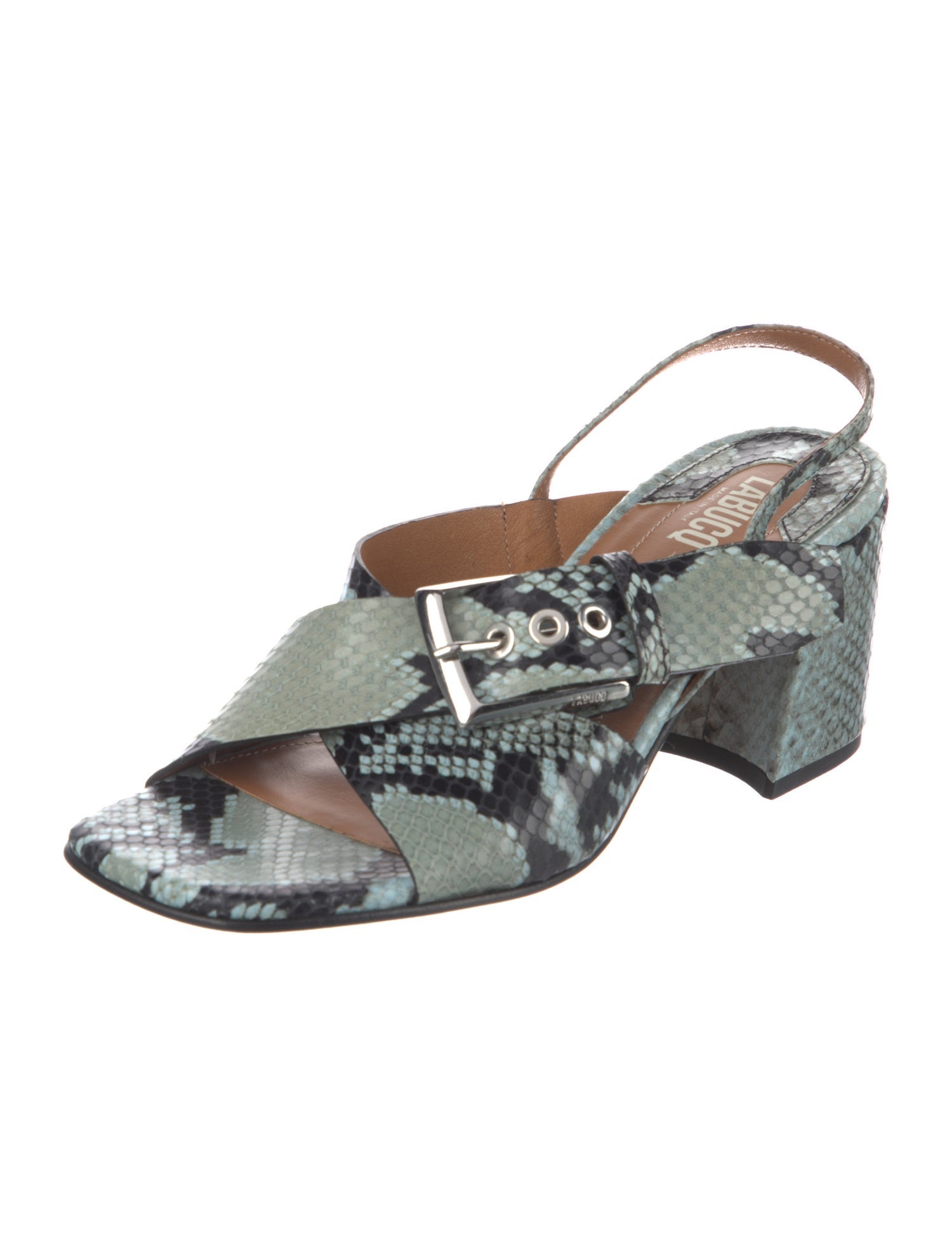 Labucq Embossed Leather Animal Print Slingback Sandals