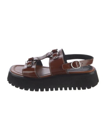Pre-owned Labucq Leather Sandals In Brown