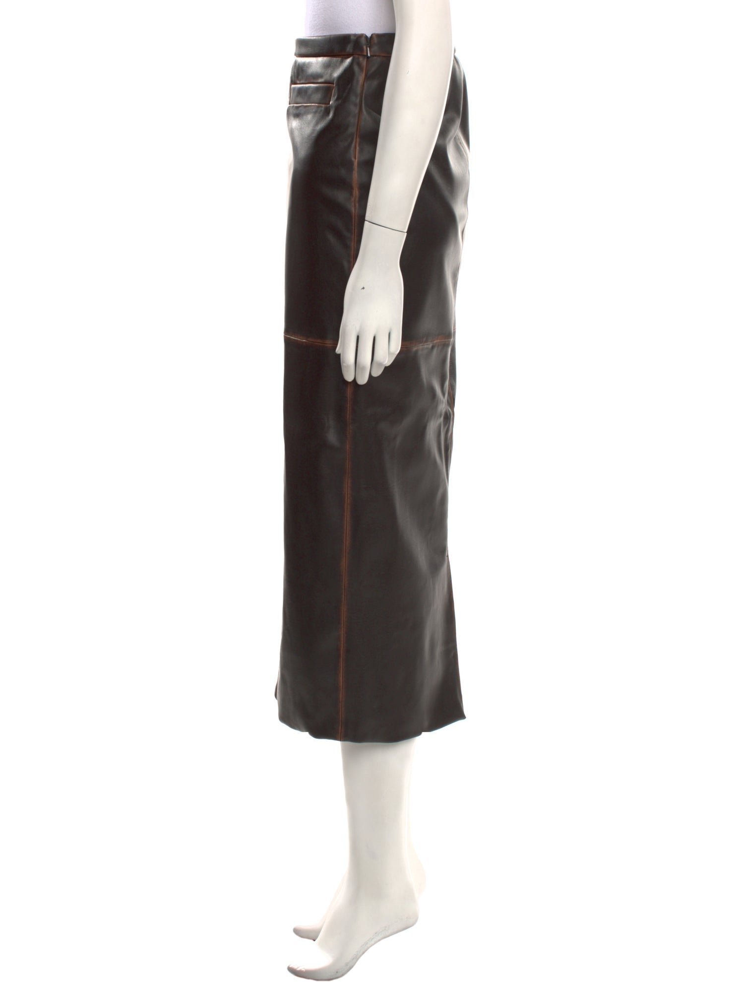L'Academie Faux Leather Midi Length Skirt w/ Tags