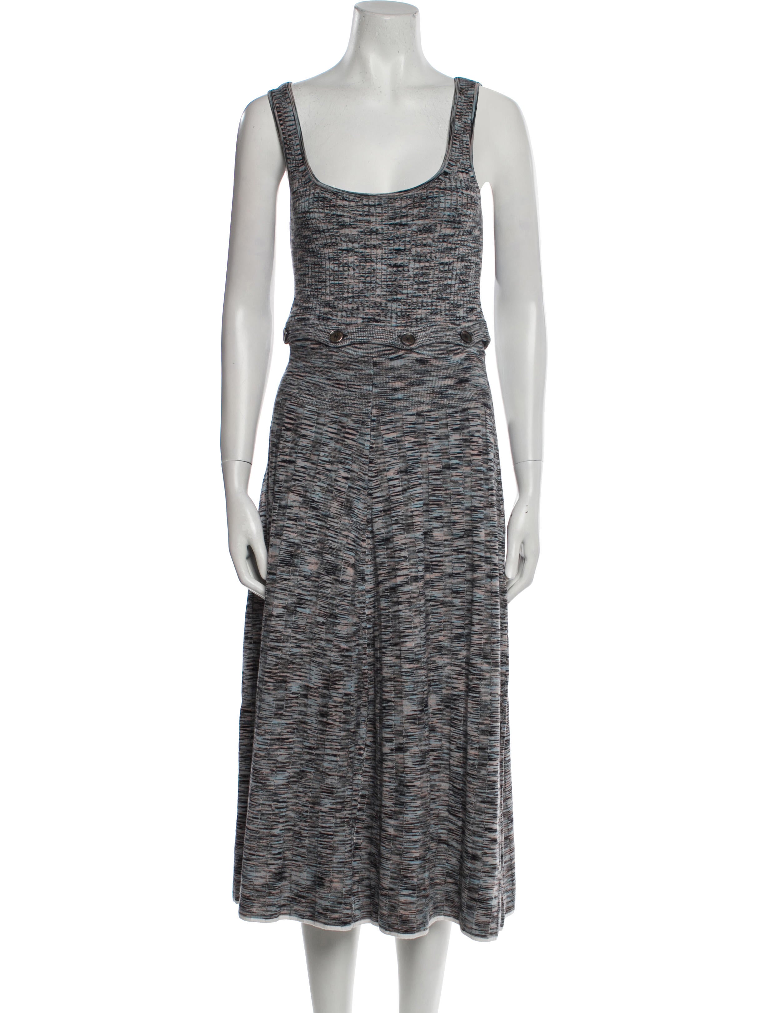 L'Academie Striped Midi Length Dress